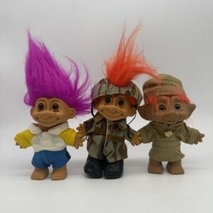 Trolls Mixed Lot Of 3 Scouts Military Uniform & Other Orange Purple Hair‎ Toys